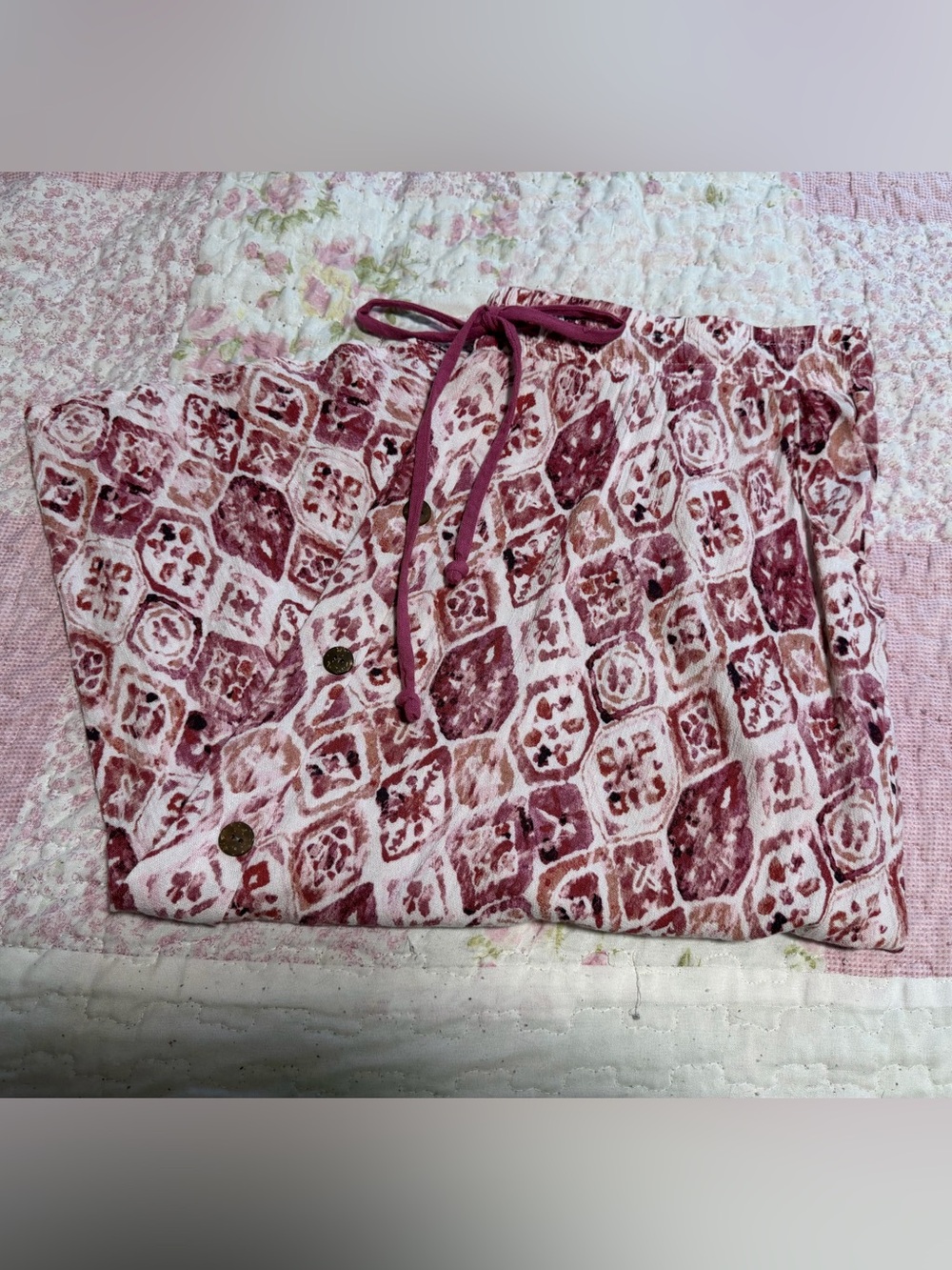 LuLaRoe Mauve and Pink Printed Midi Skirt
